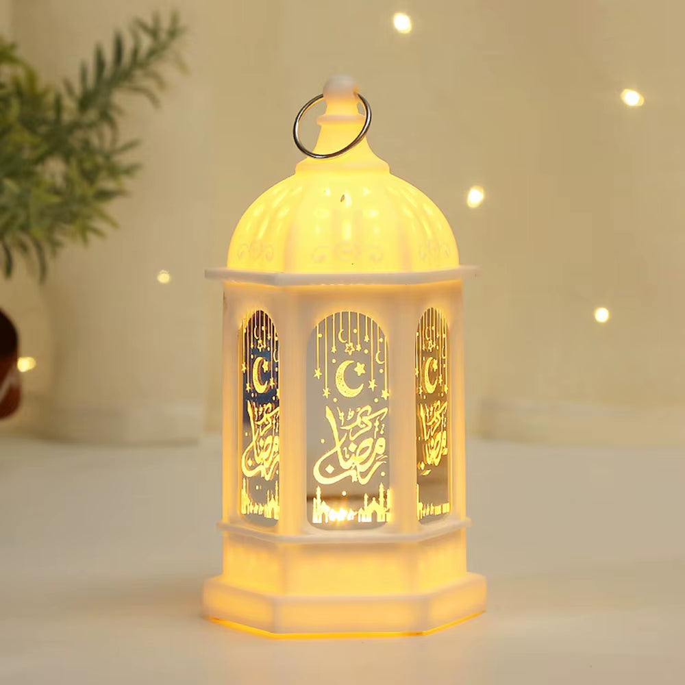 Ramadan Star Moon Lantern Portable LED Candle Lamp with Battery Eid Mubarak Hanging Decoration Indoor Home Party Table Supplies