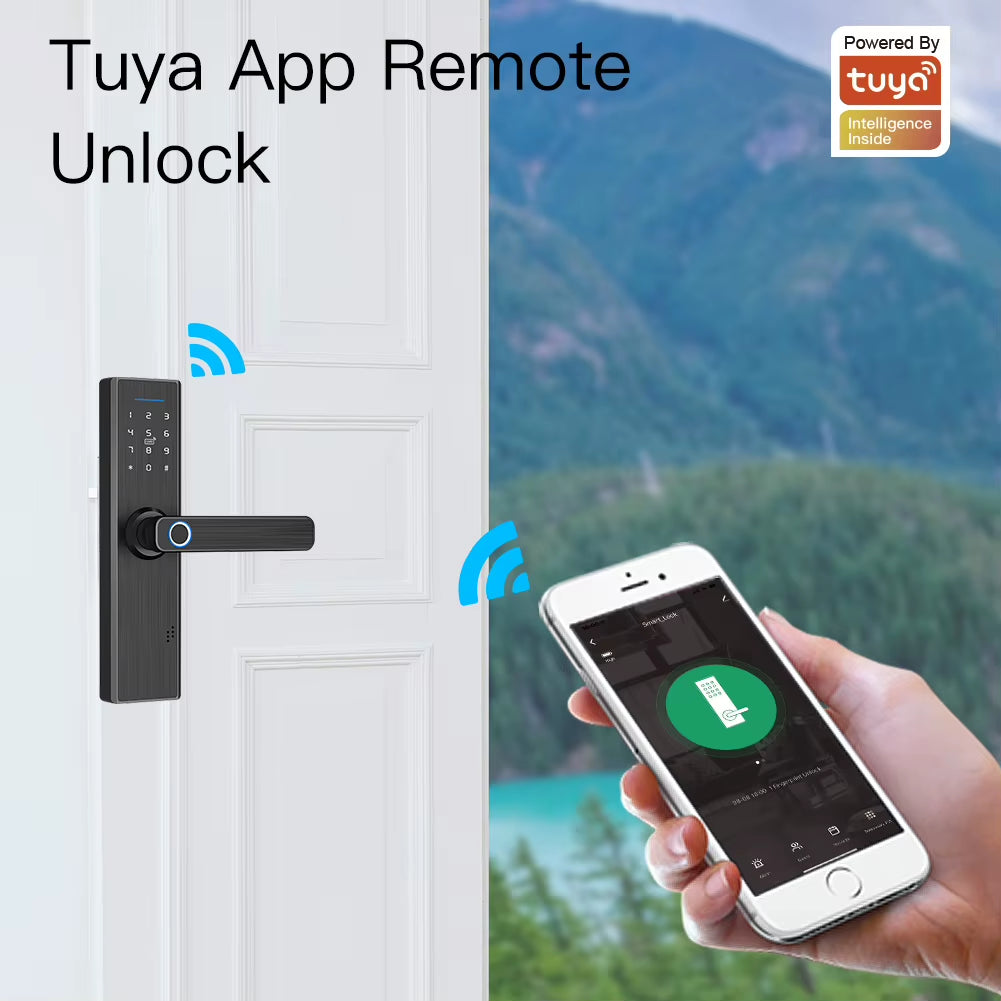 MOES Tuya Wifi Multiple Unlocking Fingerprint Lock, Security Intelligent Smart Lock with Smart Life Password RFID Door Lock