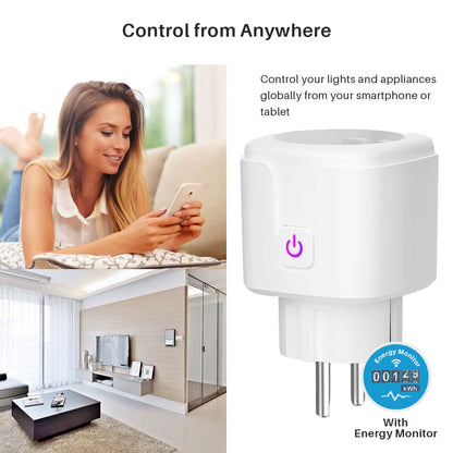 16A Zigbee / Wifi Smart Plug Socket with Power Energy Monitor EU Multi Plug Tuya APP Control Works with Alexa Google Assistant