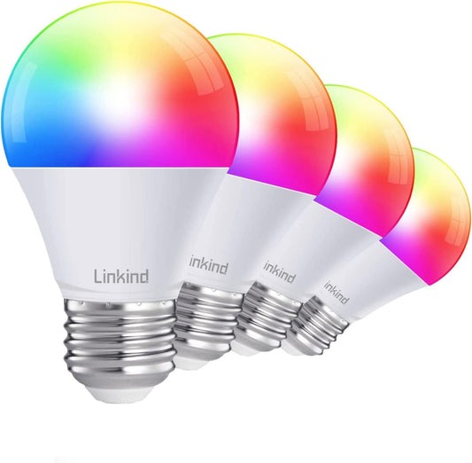 Smart Light Bulbs, Smart Bulb That Work with Alexa & Google Home, LED Light Bulbs Color Changing, A19 E26 Wifi Light Bulb Dimmable, RGBW Light Bulb 2.4Ghz Wifi 4-Pack