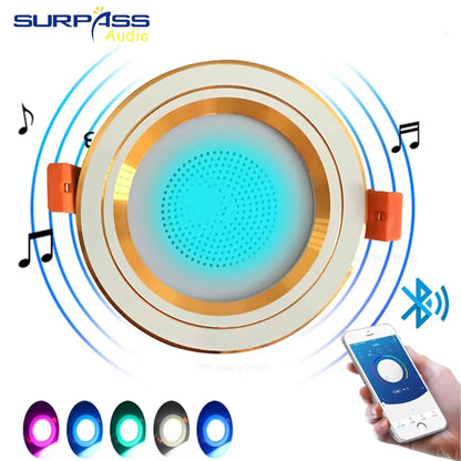 LED Smart Music Lamp Intelligent Background Music Light Ceiling Speakers with Adjused Lights Smart Bluetooth Downlight Speaker