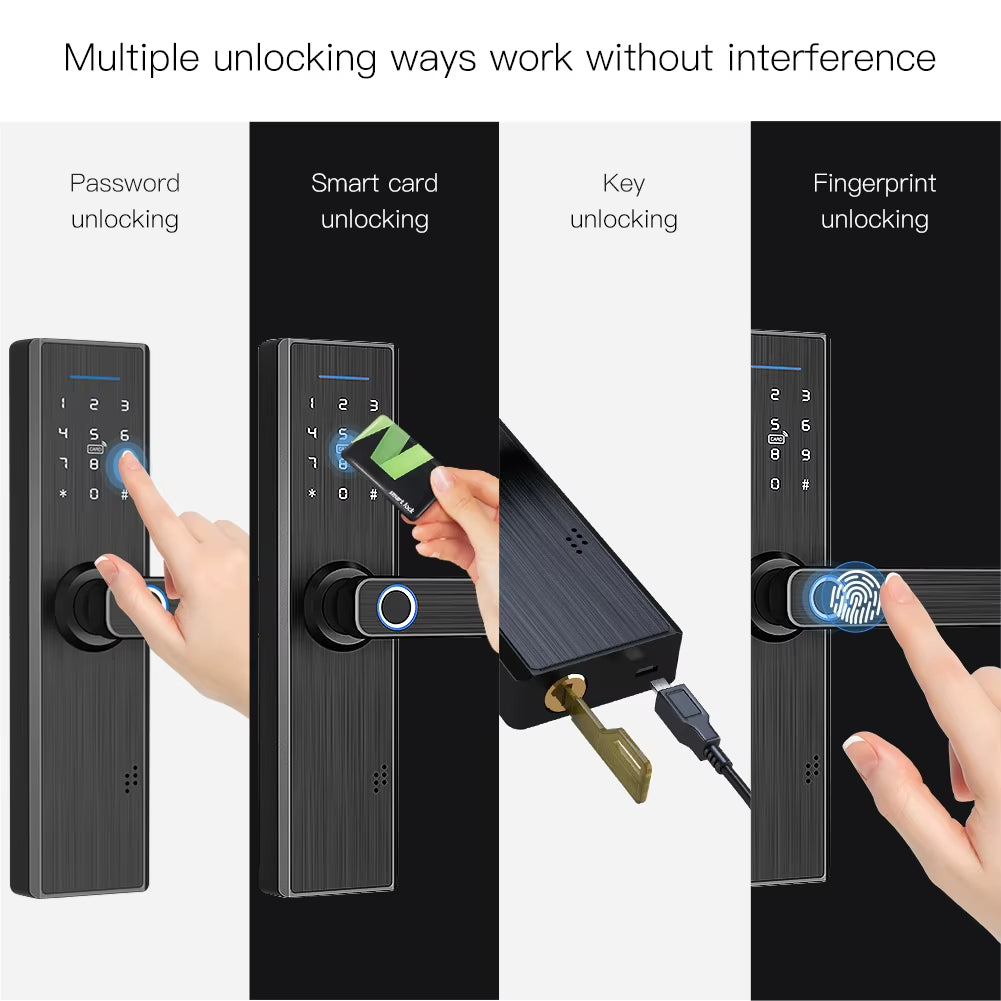 MOES Tuya Wifi Multiple Unlocking Fingerprint Lock, Security Intelligent Smart Lock with Smart Life Password RFID Door Lock