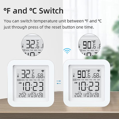 Hygrometer Thermometer Sensor Wifi Temperature Humidity Monitor, with APP Notification Alerts History Date LCD Display Remote Monitor for House Greenhouse Support Alexa Google