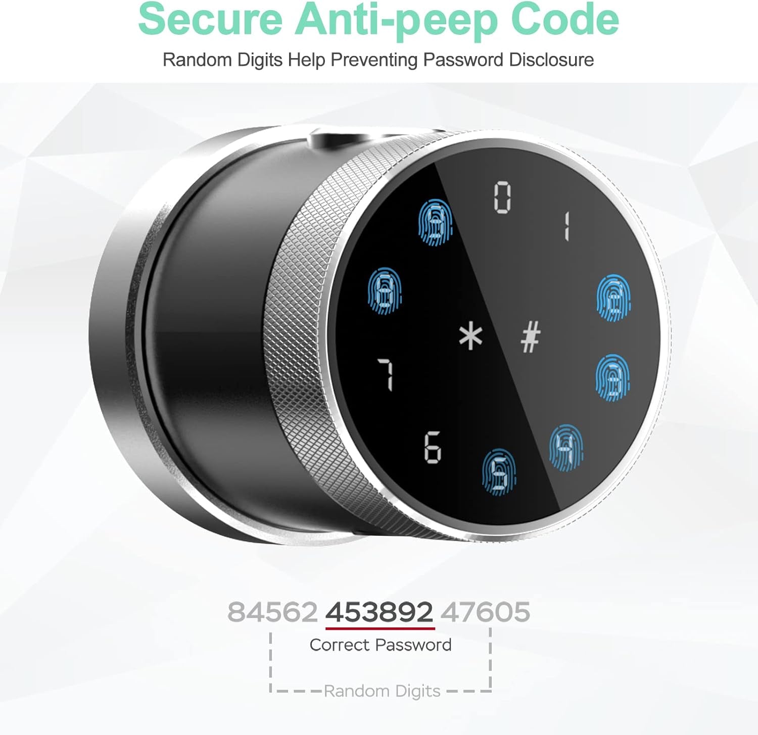 Geek Smart Door Lock - Keyless Fingerprint and Touchscreen Digital Door Lock, Secure Bluetooth, Easy Install, Great for Airbnb, Hotels and Offices, Homes, Apartments, Black(Upgraded 3.0)