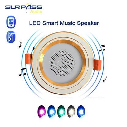 LED Smart Music Lamp Intelligent Background Music Light Ceiling Speakers with Adjused Lights Smart Bluetooth Downlight Speaker