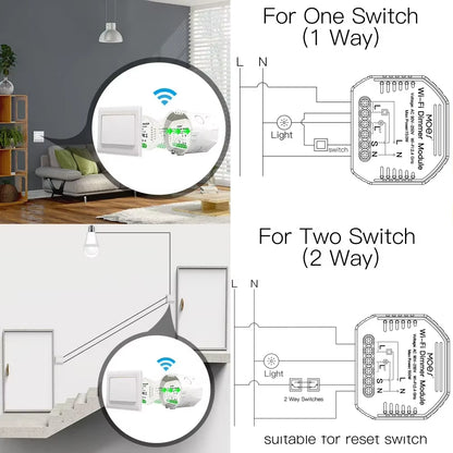 DIY Smart Wifi Light LED Dimmer Switch Smart Life/Tuya APP Remote Control 1/2 Way Switch,Works with Alexa Echo Google Home