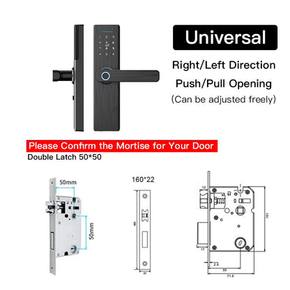 MOES Tuya Wifi Multiple Unlocking Fingerprint Lock, Security Intelligent Smart Lock with Smart Life Password RFID Door Lock