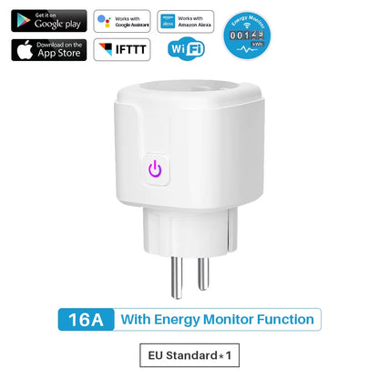 16A Zigbee / Wifi Smart Plug Socket with Power Energy Monitor EU Multi Plug Tuya APP Control Works with Alexa Google Assistant