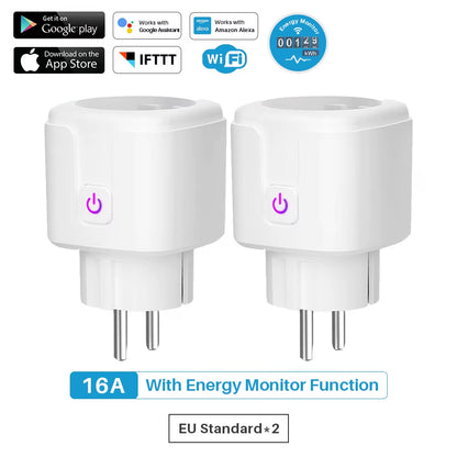 16A Zigbee / Wifi Smart Plug Socket with Power Energy Monitor EU Multi Plug Tuya APP Control Works with Alexa Google Assistant