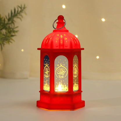 Ramadan Star Moon Lantern Portable LED Candle Lamp with Battery Eid Mubarak Hanging Decoration Indoor Home Party Table Supplies